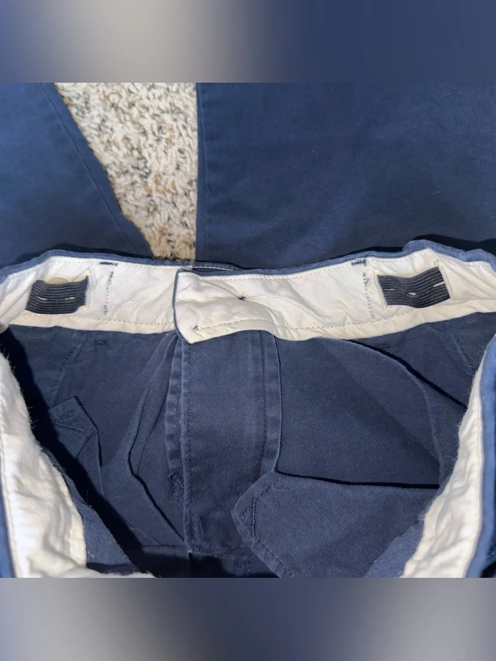 Abercrombie Kids Navy Blue Straight Chino Pants Adjustable Waist Size 15/16 Long